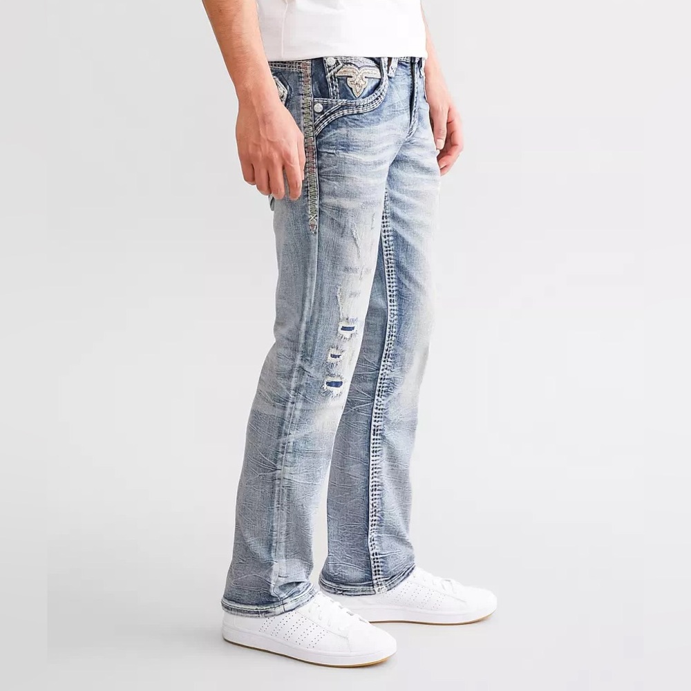 Rock Revival men's Light Lennon slim straight Jeans 30S - Picture 8 of 9